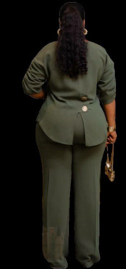 SOPHISTICATED BUTTON-DOWN HIGH-LOW TUNIC AND TROUSER SET