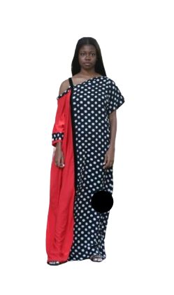 FASHION LADIES POLKA DOTTED MATERIAL DESIGNED GOWNS.