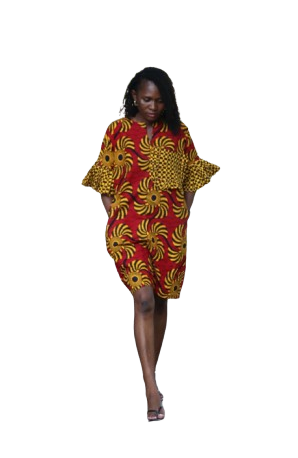 FABULOUSLY MADE SIMPLE LADIES ANKARA PRINT MIDI DRESS